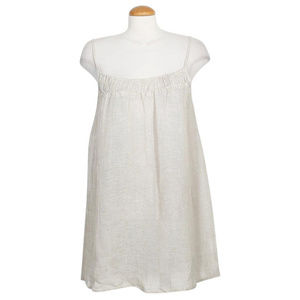 Beige Linen Gauze Shirred Cami Layering Dress XS